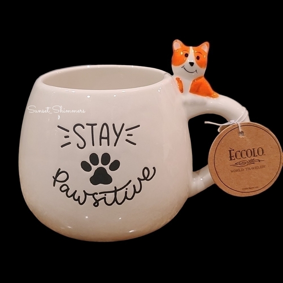 3D CORGI Dog Stay Pawsitive PAW Print Coffee Mug New - Picture 3 of 7